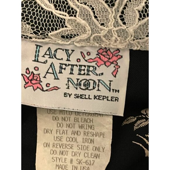 Lacy After Noon PLUS 2X Floral Lace Pearl Button Down Shirt Blouse Made in USA - Picture 9 of 12